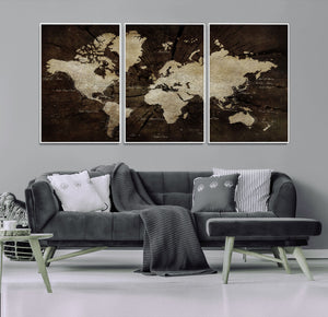 World Map Wall Art Canvas Print – Framed Travel Map Wall Art
