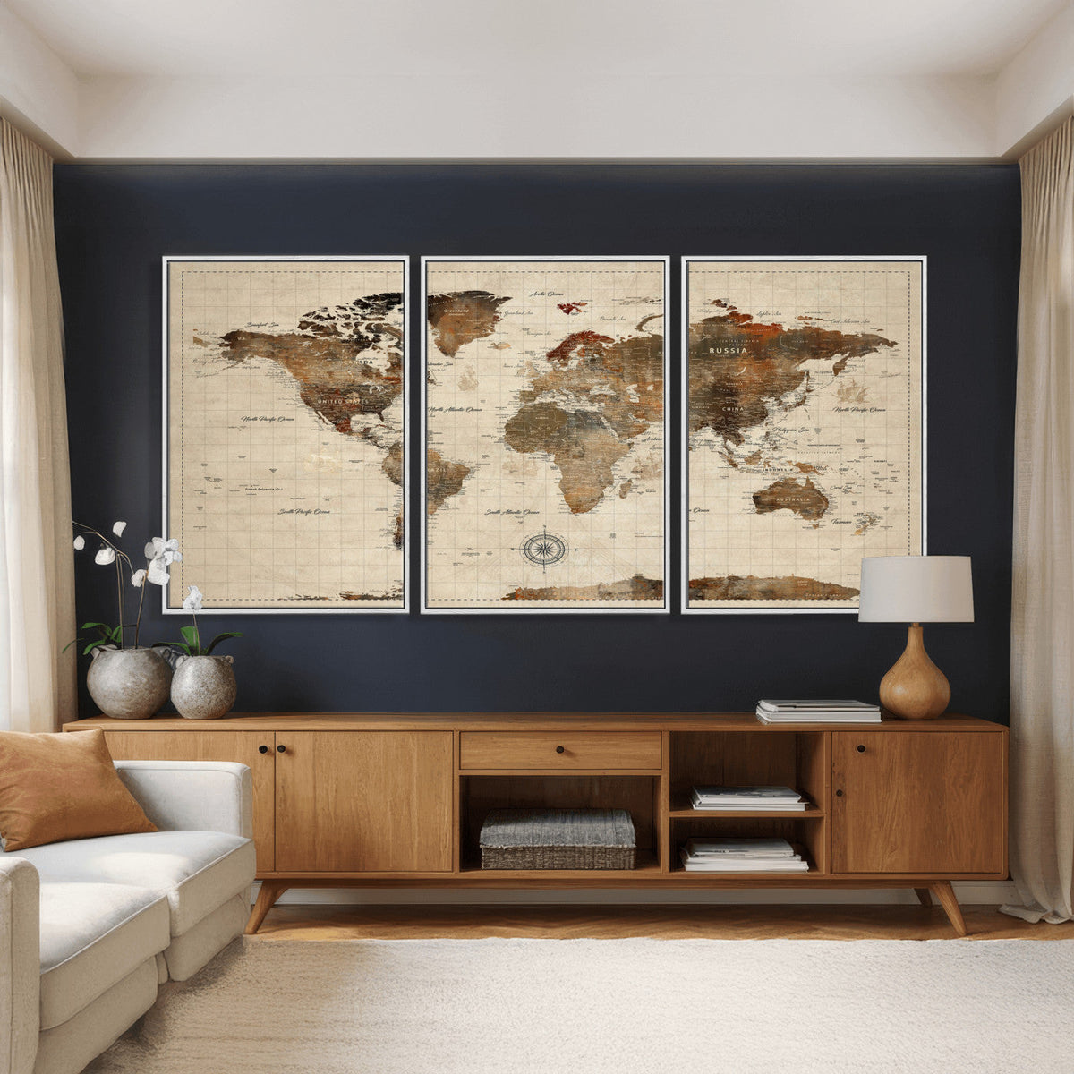 World Map Canvas Print – Framed Detailed Map of the World
