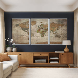 World Map Canvas Print – Framed Travel Map Wall Art for