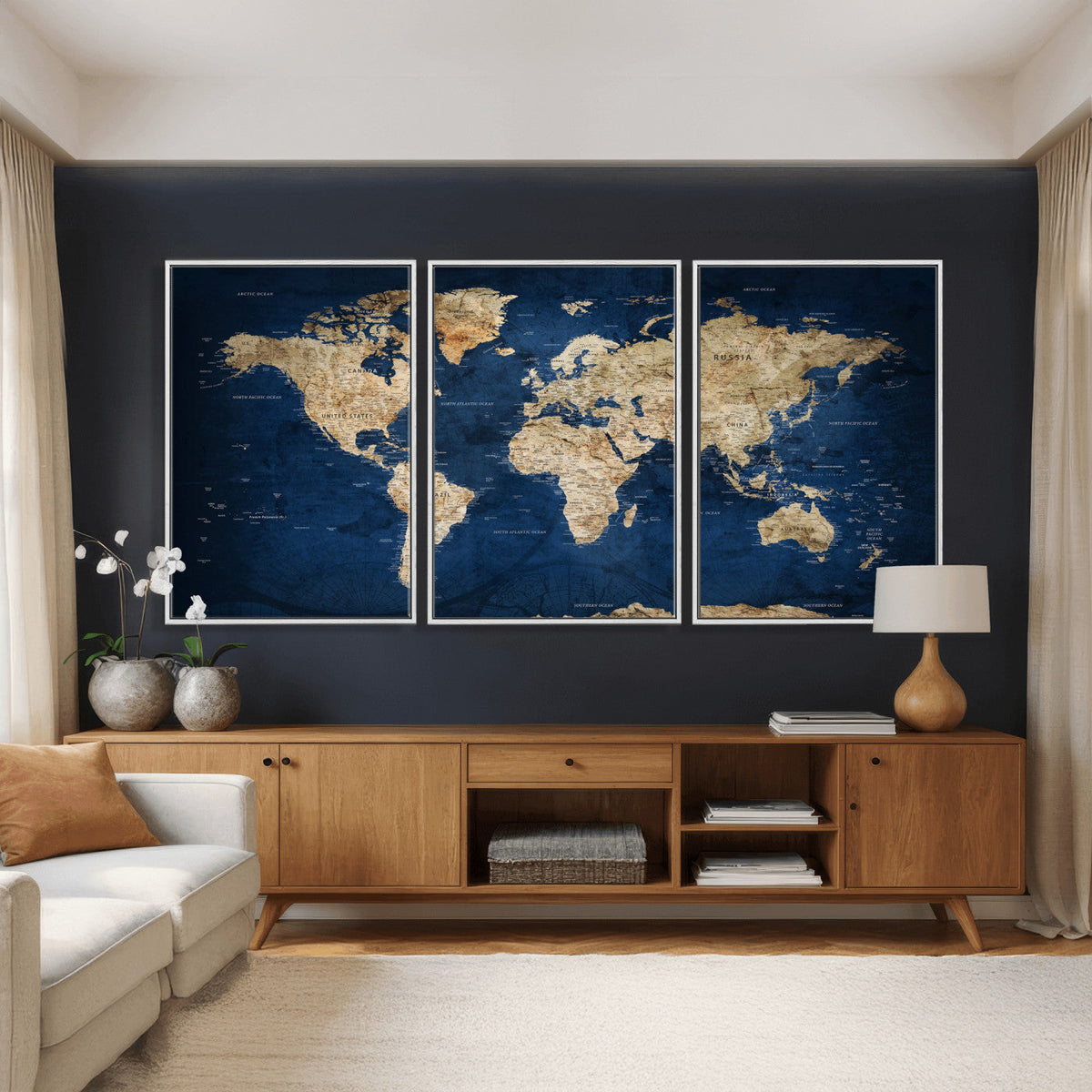 World Map Canvas Print – Framed Travel Map Wall Art for