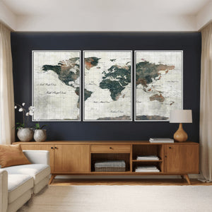 World Map Canvas Print – Framed Travel Map Wall Art for