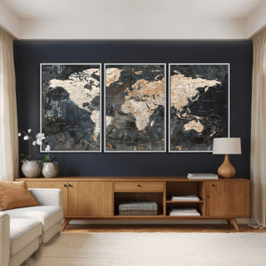 World Map Canvas Print – Detailed Map of the World Wall Art