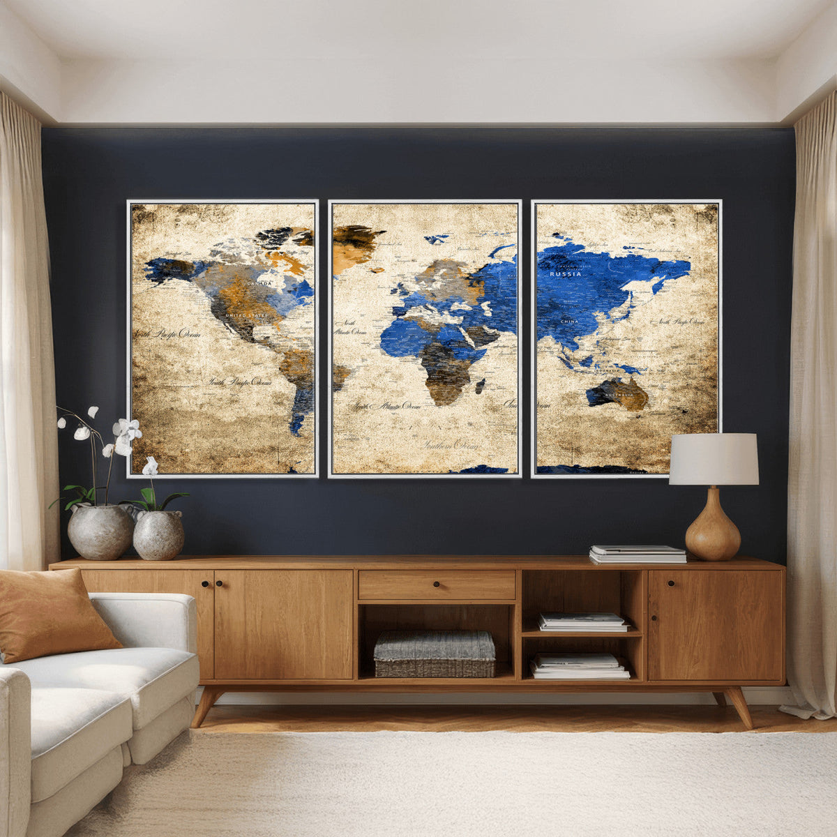 World Map Canvas Print – Colorful Abstract Travel Map,