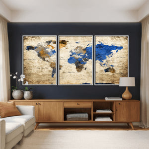 World Map Canvas Print – Colorful Abstract Travel Map,