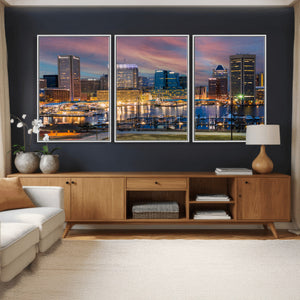 Baltimore Skyline Wall Art Canvas Print, Baltimore Downtown