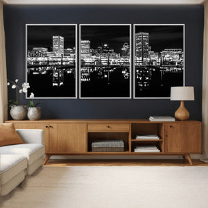Baltimore Skyline Wall Art Canvas Print, Baltimore Downtown