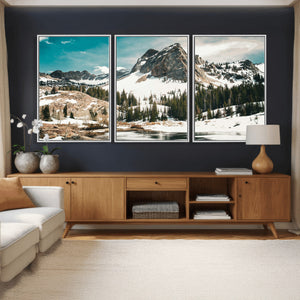 Snowy Mountain Wall Art Canvas Print, Alpine Pine Forest