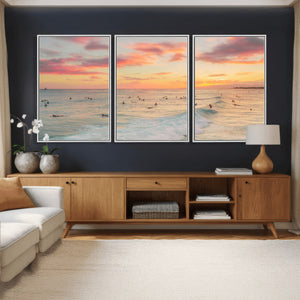 Sunset Beach Wall Art Canvas Print – Soft Coastal