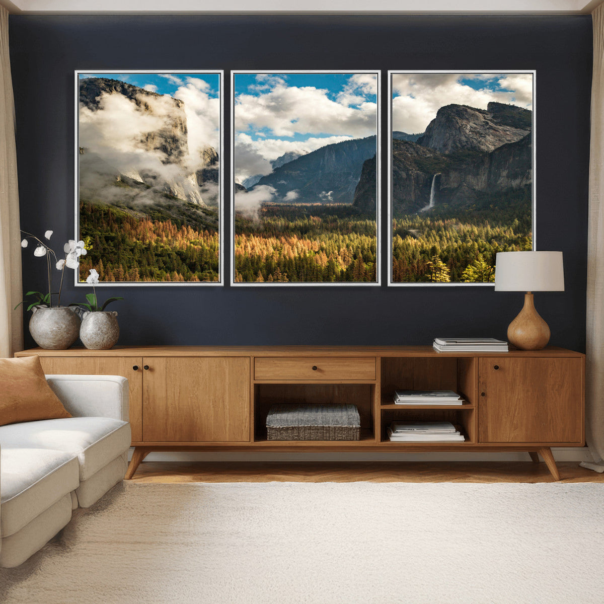 Yosemite Valley River Wall Art Canvas Print