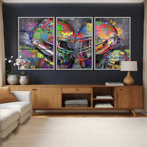Graffiti Football Helmets Wall Art Canvas Print, Urban