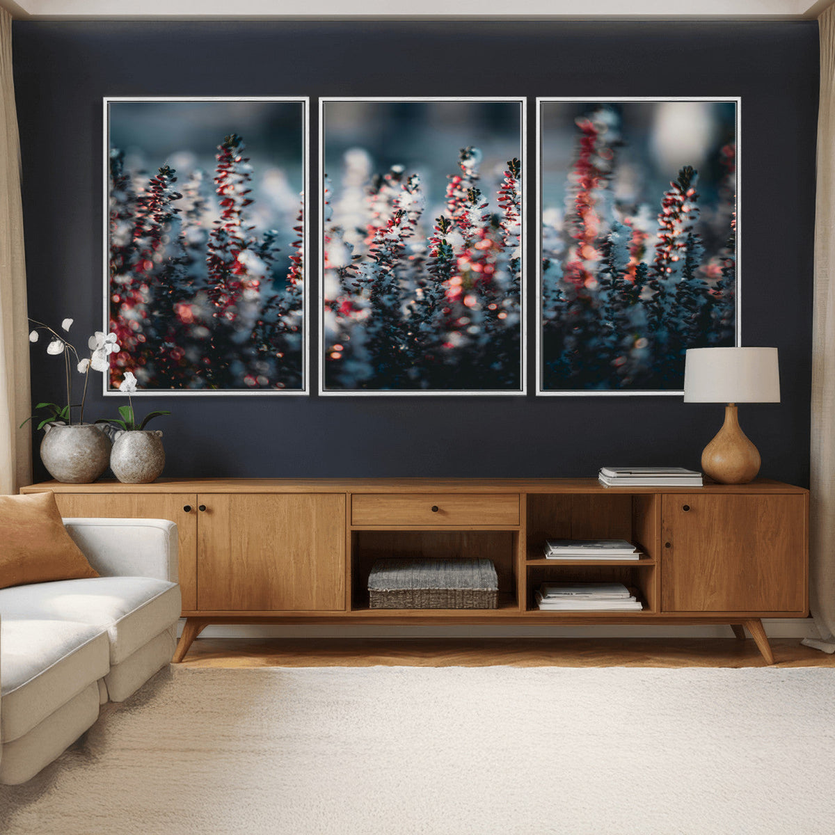 Winter Heather Wall Art Canvas Print, Frosted Floral Nature