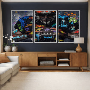 Graffiti American Football Player Street Art Wall Art Canvas