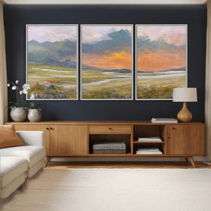 Mountain Sunset Wall Art Canvas Print Vintage Landscape
