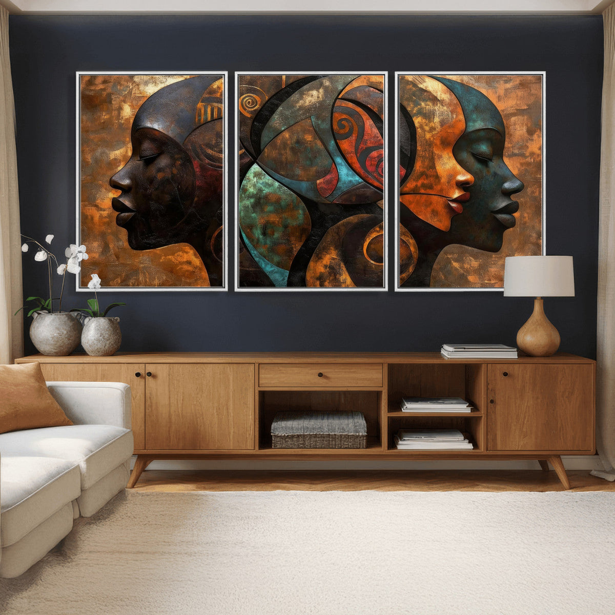Abstract Afro American Women Wall Art Canvas Print