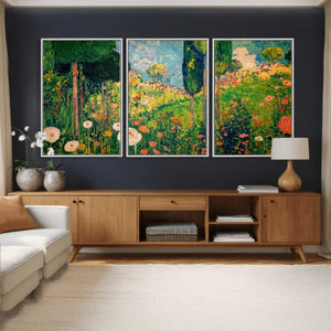 Gustav Klimt Boho Mountain Landscape Large Wall Art,
