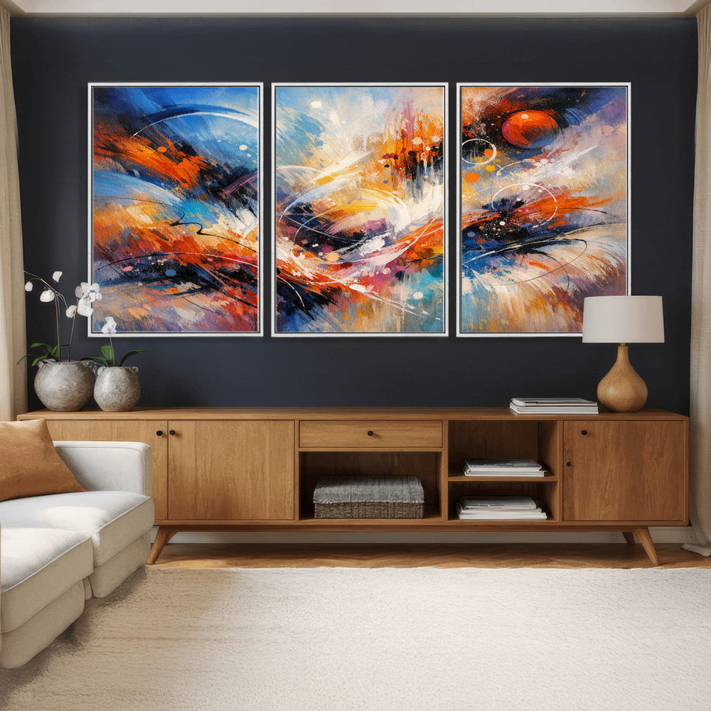 Lyrical Abstraction Wall Art Canvas Print, Orange Blue