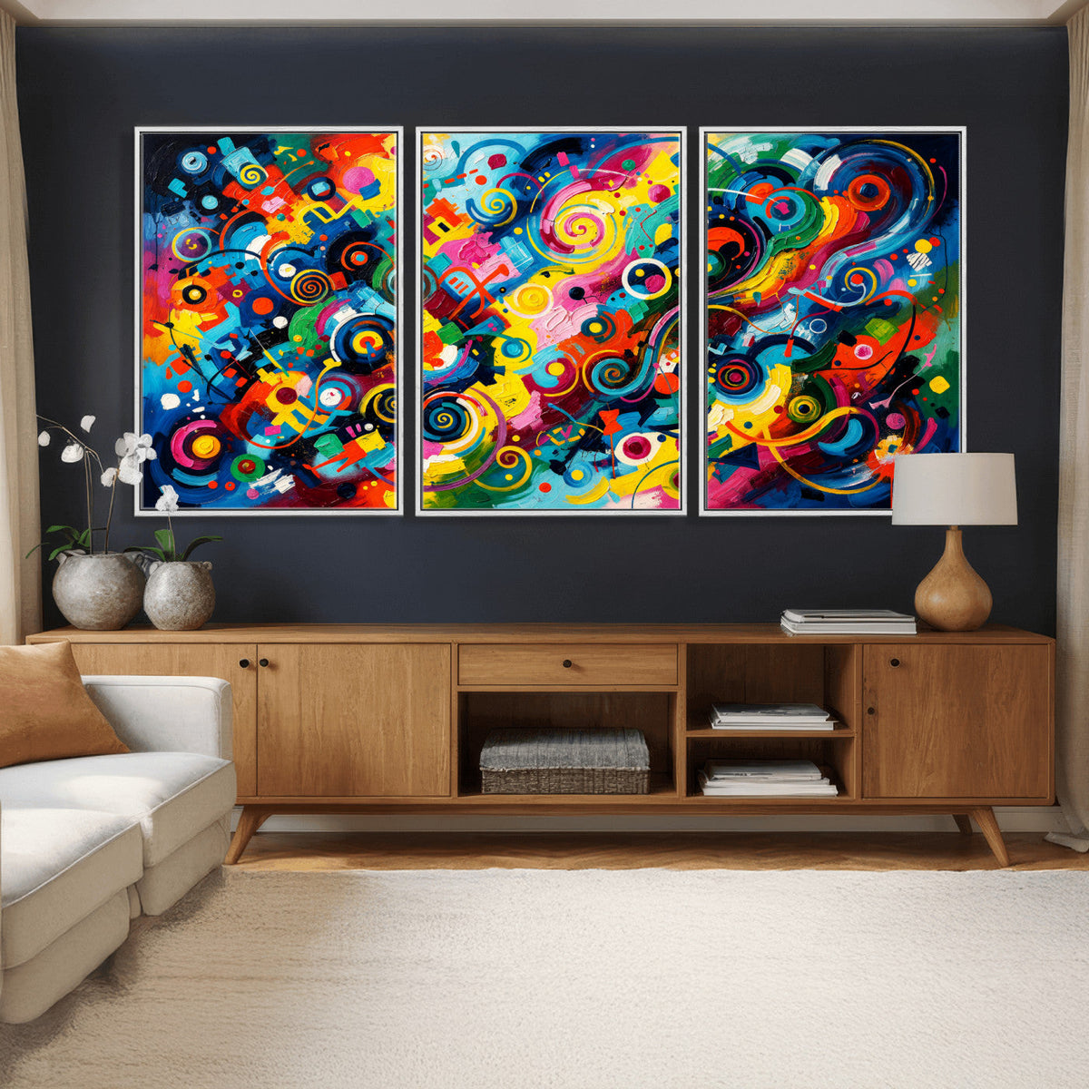 Geometric Abstract Wall Art Canvas Print, Bold Color