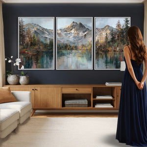 Drip Style Forest Lake Gold Art — Abstract Expressionist