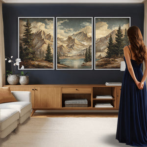 Drip Style Forest Lake Gold Art — Abstract Expressionist