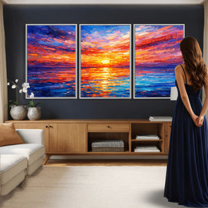 Colorful Knife Ocean Sunset Canvas — Orange Pink Teal