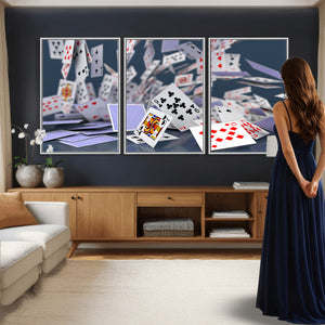 Playing Cards Canvas Wall Art | Casino Game Room Decor,