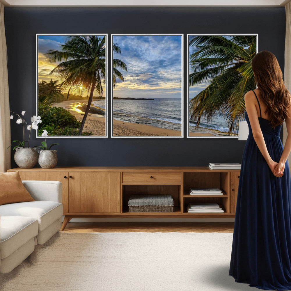 Mar Chiquita Beach Puerto Rico Canvas Wall Art, Manati Caribbean Coastal Photography Print, Tropical Ocean Sunset Decor