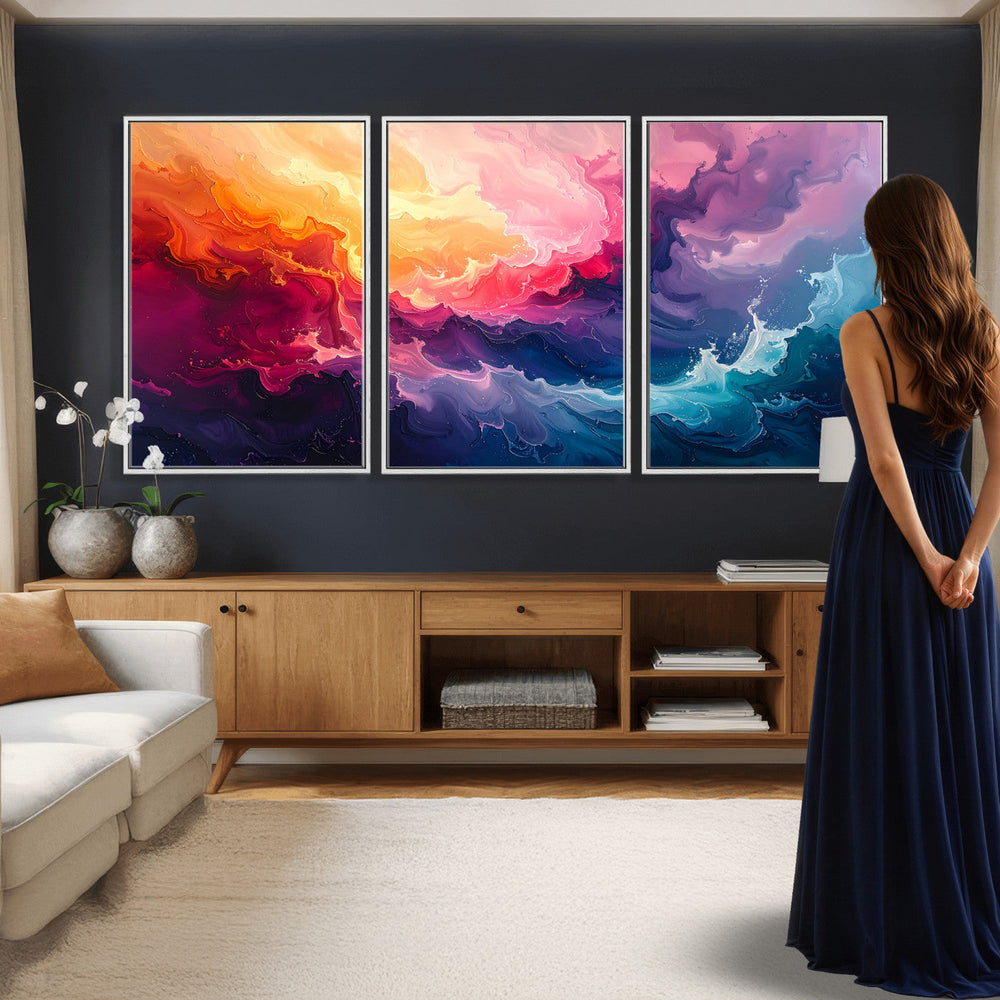 Colorful Abstract Canvas Wall Art Print, Vibrant Popup Color Art Print