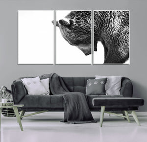 Black and White Grizzly 399 Bear Canvas Print Wall Art |