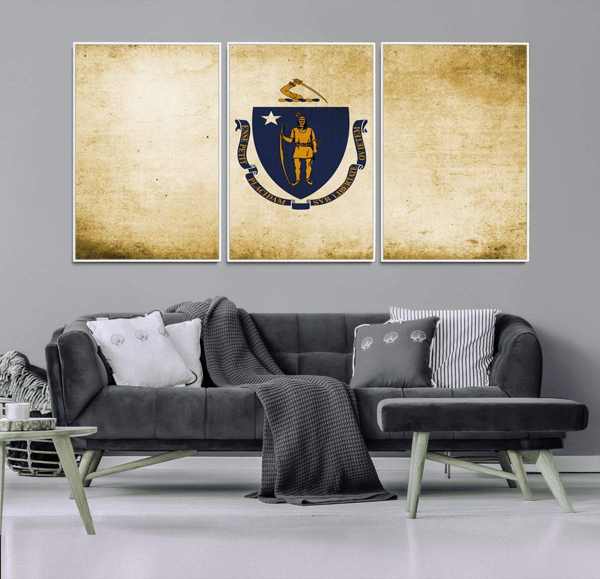 Massachusetts Flag Wall Art Canvas Print