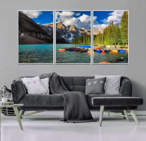 Moraine Lake 3-Panel Wall Art, Majestic Mountain and Lake
