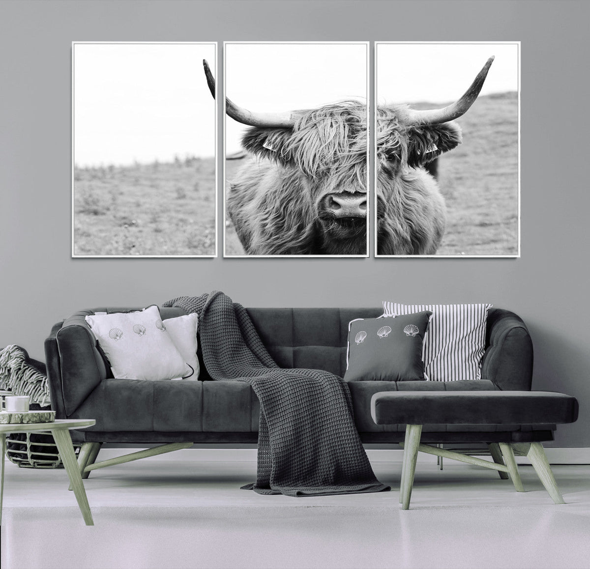 Newfoundland Cow Art Wall Art, Black White Cow Art Wall Art