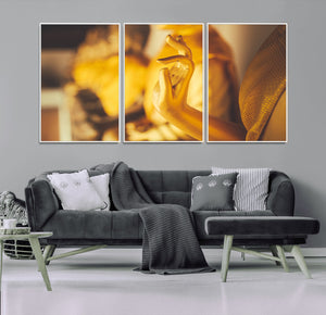 Gold Buddha Statue Hands Wall Art Canvas Print