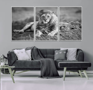 King Forest Lion Wall Art Canvas Print – Framed Majestic