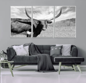 Cattle Wall Art Longhorn Cow Canvas Print
