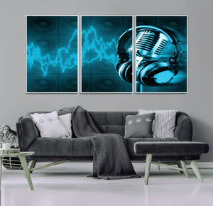 Music and Microphone Wall Art Canvas Print