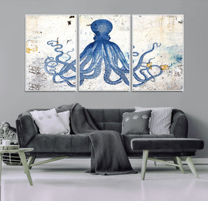 Octopus Canvas Wall Art | Coastal Marine Life Artwork for