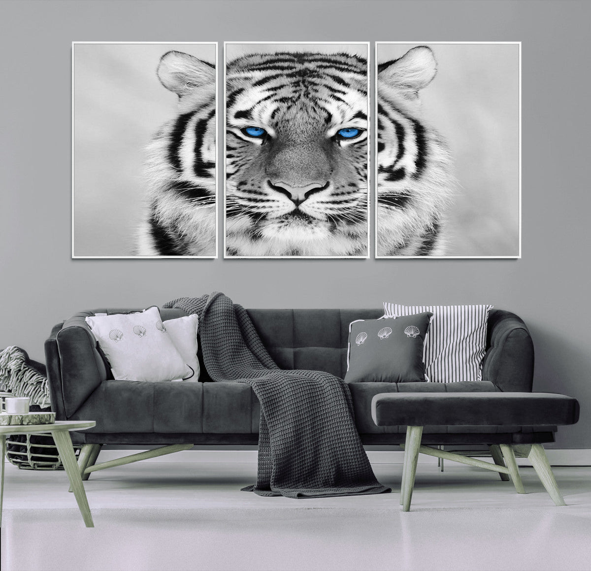 Black and White Tiger Wall Art Animal Canvas Print