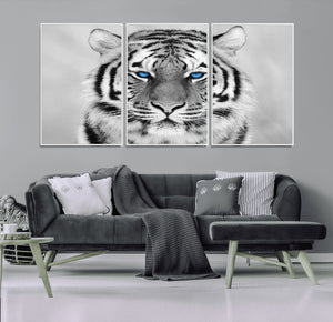 Black and White Tiger Wall Art Animal Canvas Print