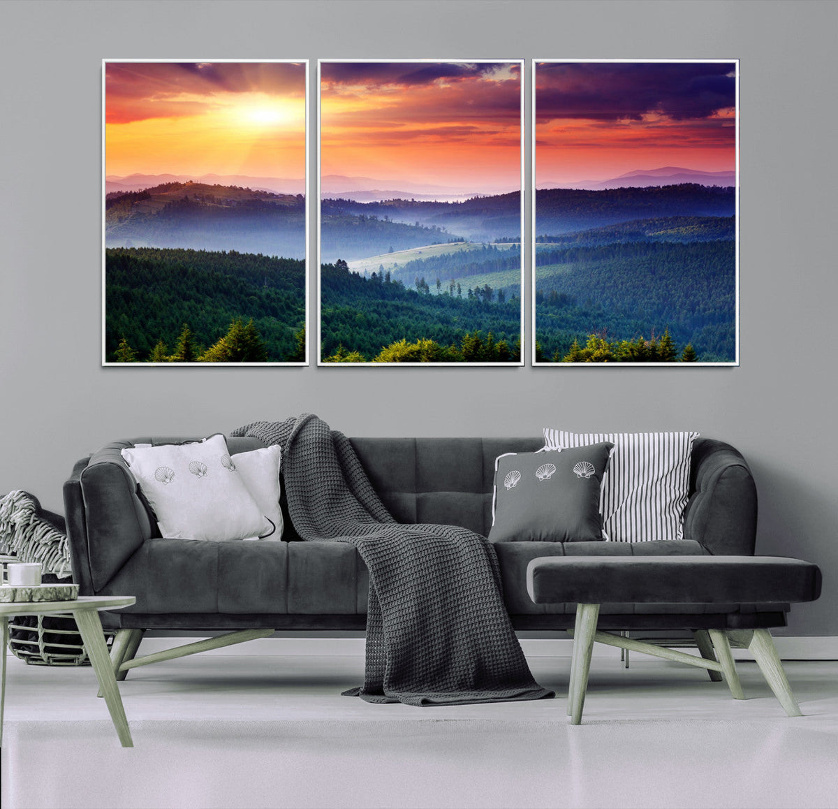Mountain and Sunset Wall Art Canvas Print