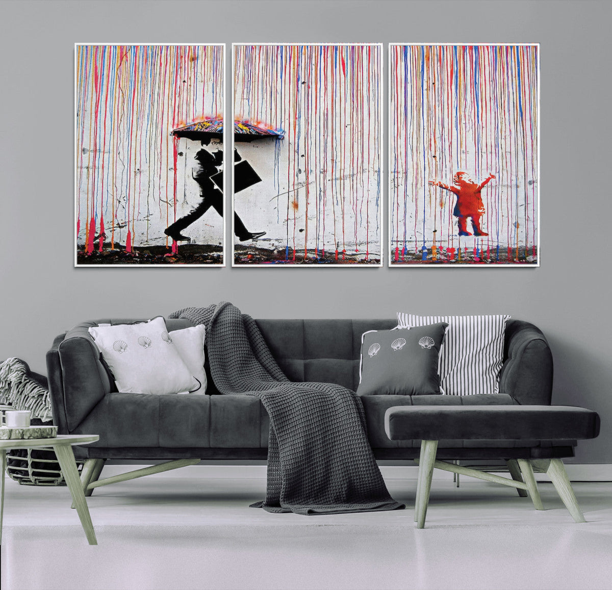 Banksy Wall Art Canvas Print, Framed Graffiti Art Picture