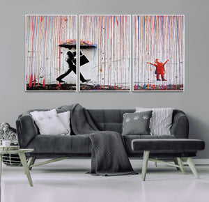 Banksy Wall Art Canvas Print, Framed Graffiti Art Picture