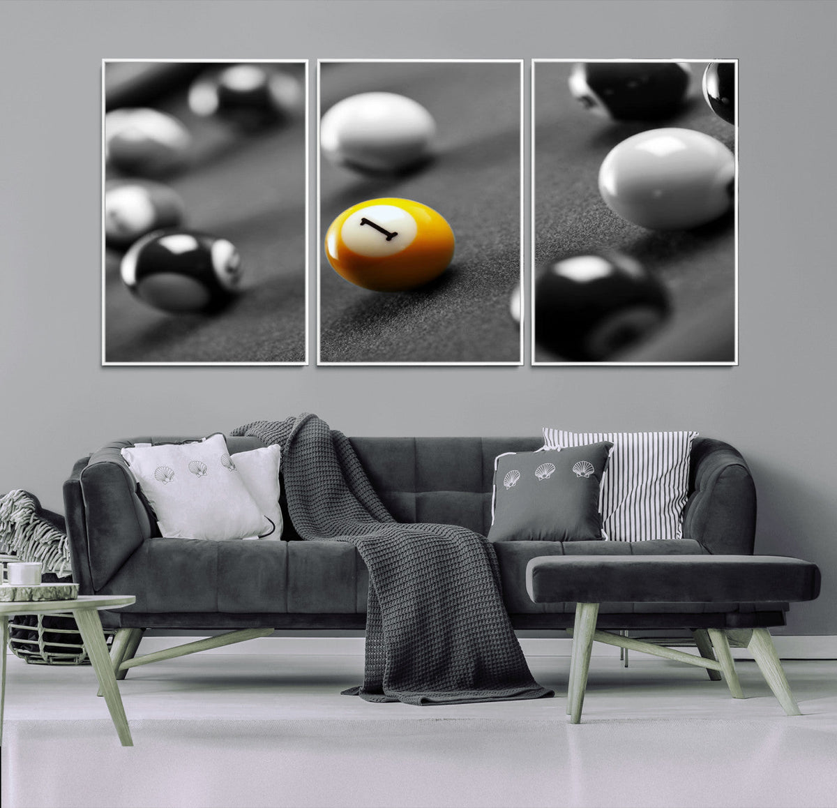 Wall Art Pool Table and Balls Canvas Print