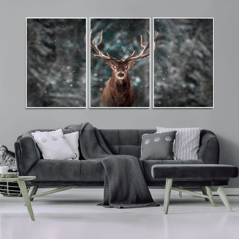 Wall Art Deer Art Animal Canvas, Framed Wall Art Deer Canvas