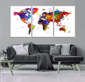 World Map Canvas Print – Detailed Map of the World Wall Art