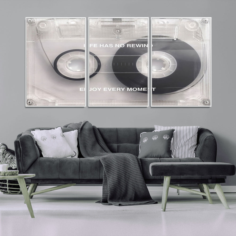 Vintage Cassette Tape Canvas Wall Art - Inspirational 'Life
