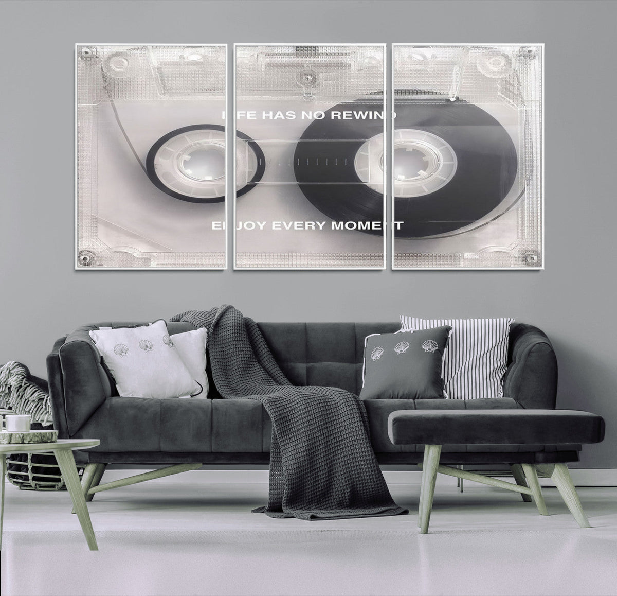 Vintage Cassette Tape Canvas Wall Art - Inspirational 'Life