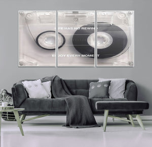 Vintage Cassette Tape Canvas Wall Art - Inspirational 'Life