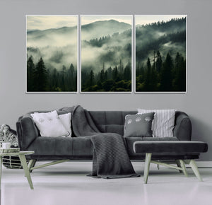 Captivating Misty Forest Wall Art Premium Canvas Print a
