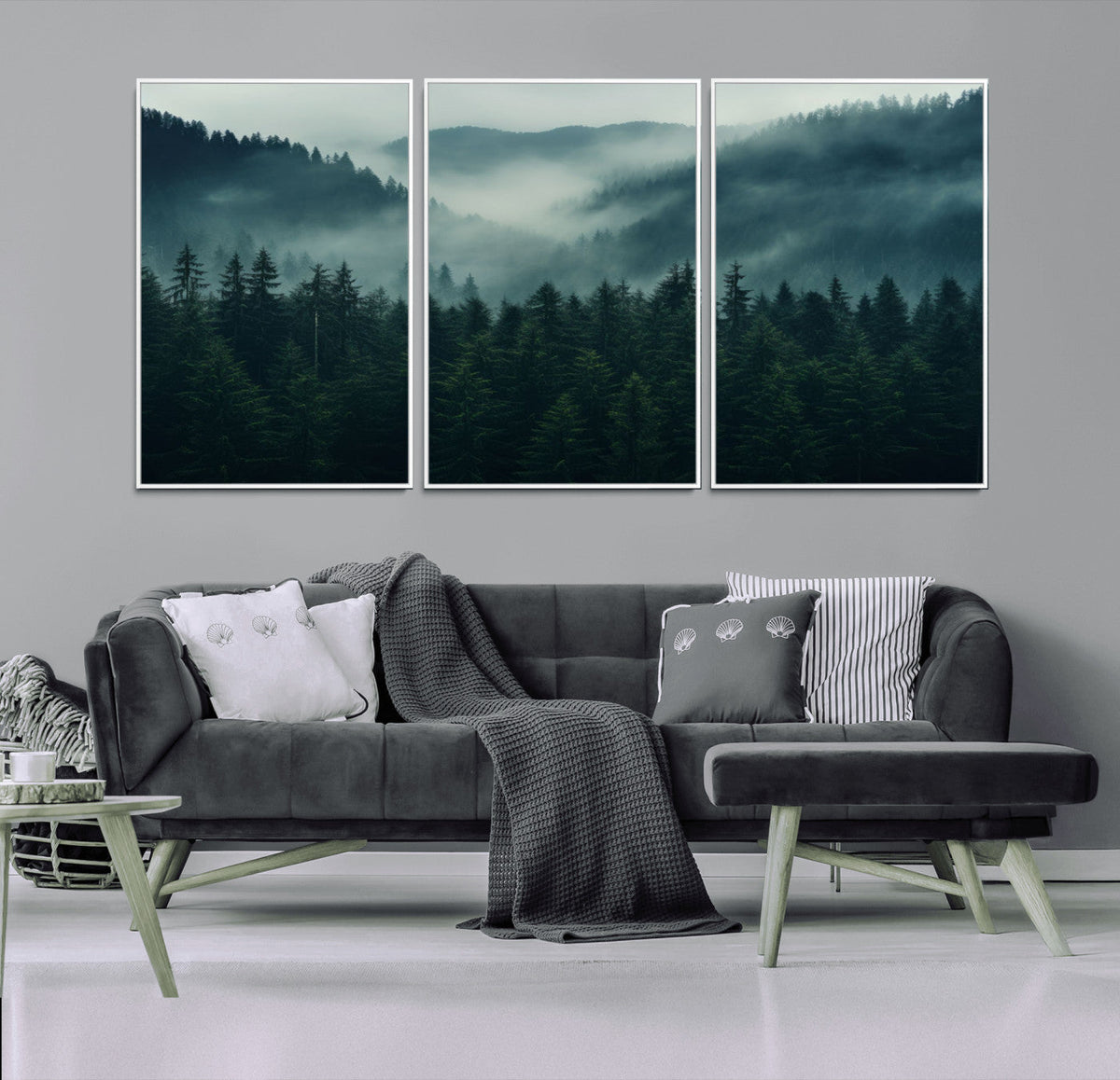 Captivating Misty Forest Wall Art Premium Canvas Print,
