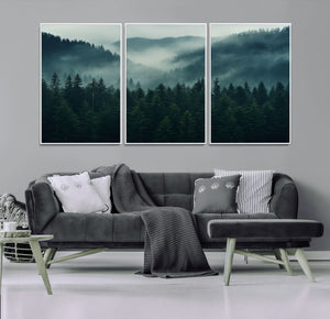 Captivating Misty Forest Wall Art Premium Canvas Print,
